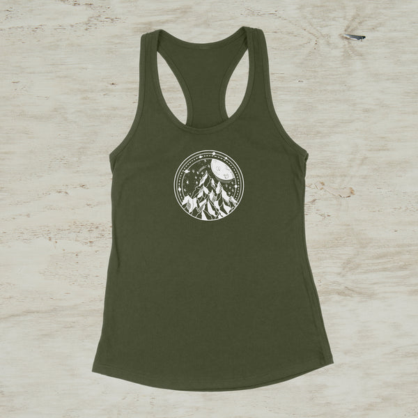 Night In The Mountains Screen Print Racerback Tank Top