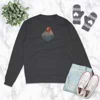 Mountain Lake Sunset Ombre Unisex Crew Pocket Screen Print Sweatshirt