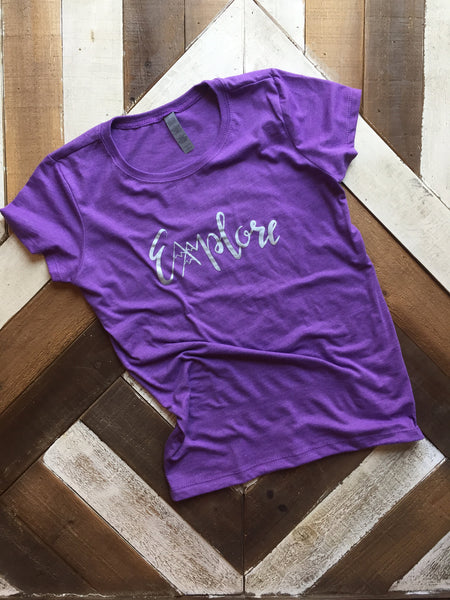 Explore Girls's T-Shirt Nature Lover Camping Explorer Adventure Shirt Youth Hand Lettering Screen Printed Handprinted Idaho Idafornian