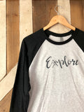Explore T-Shirt for Women Idaho Nature Mountains Camping Outdoors Screen Print Shirt Handprinted 3/4 Sleeve Baseball Shirt Idaho Idafornian