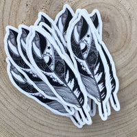 Feather Quill Sticker 3"x1.81" Idaho Mountains Outdoor Nature Lover Illustration | Idafornian
