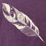 Feather Quill Mountain Nature V-Neck T-Shirt for Women