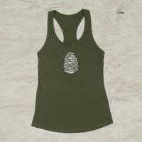 Pinecone Outdoor Mountain Screen Print Racerback Tank Top