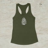Pinecone Outdoor Mountain Screen Print Racerback Tank Top