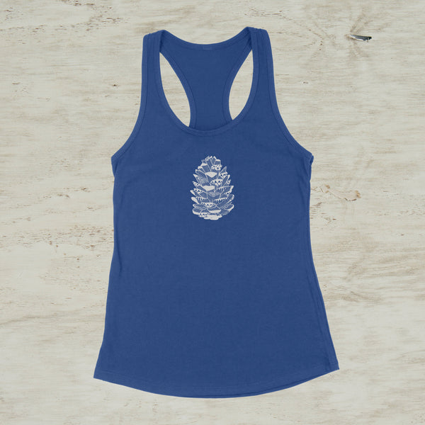 Pinecone Outdoor Mountain Screen Print Racerback Tank Top