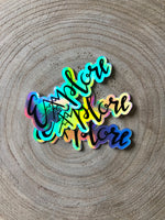 Explore Idaho Nature Mountain Holographic Die Cut Sticker 3" x 1.3"