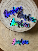 Explore Idaho Nature Mountain Holographic Die Cut Sticker 3" x 1.3"