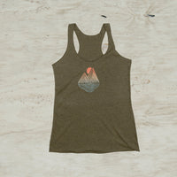 Mountain Lake Sunset Geometric Graphic TriBlend Tank
