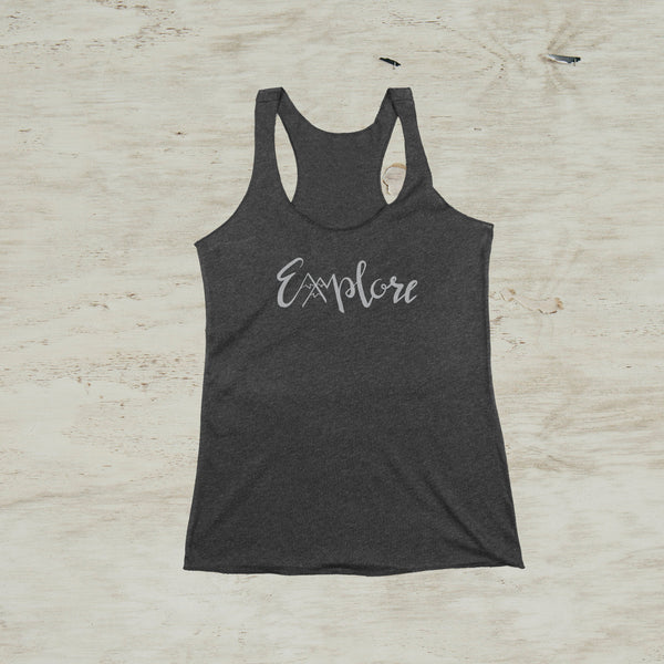 Explore Mountain Graphic Racerback Tank Top