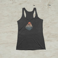 Mountain Lake Sunset Geometric Graphic TriBlend Tank