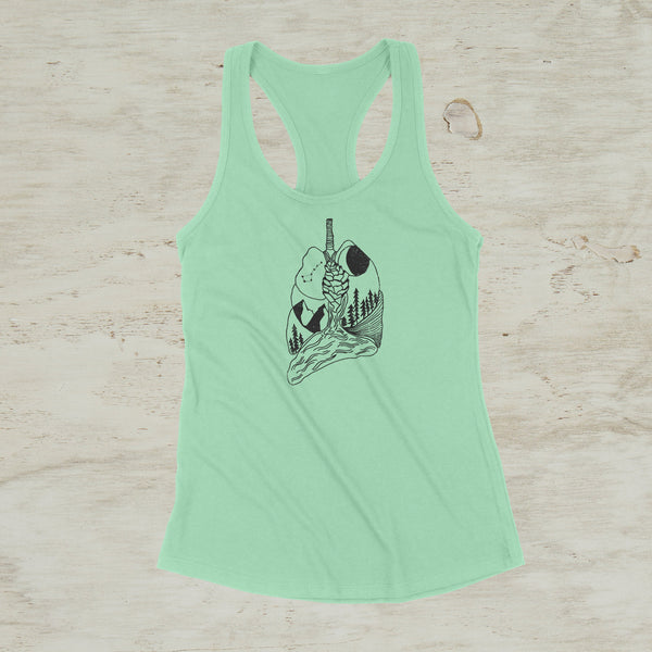 Lungs Heart Nature Mountains Women's Racerback Tank Top