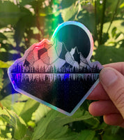 Geometric Mountain Nature Holographic 3"x2.87" Sticker