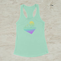 Geometric Mountain Nature Outdoor Graphic Screen Print Tank Top
