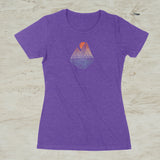 Mountain Lake Sunset Geometric Graphic Crew Neck T-Shirt