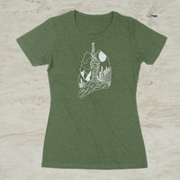 Lungs Heart Nature Mountains Women's Screen Print Graphic T-Shirt
