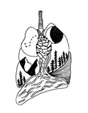 Lungs Heart Nature Mountains Women's Screen Print Graphic T-Shirt