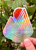 Mountain Lake Sunset Outdoor Idaho Idafornia Holographic Sticker 3"x2.65"
