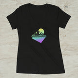Geometric Mountain Nature Outdoor Graphic Screen Print V-Neck T-Shirt