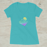 Geometric Mountain Nature Outdoor Graphic Screen Print V-Neck T-Shirt