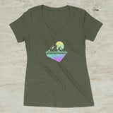 Geometric Mountain Nature Outdoor Graphic Screen Print V-Neck T-Shirt