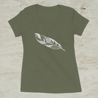 Feather Quill Mountain Nature V-Neck T-Shirt for Women