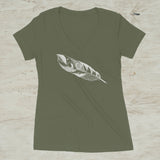 Feather Quill Mountain Nature V-Neck T-Shirt for Women