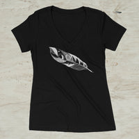 Feather Quill Mountain Nature V-Neck T-Shirt for Women
