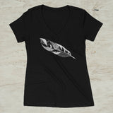 Feather Quill Mountain Nature V-Neck T-Shirt for Women