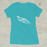 Feather Quill Mountain Nature V-Neck T-Shirt for Women