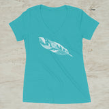 Feather Quill Mountain Nature V-Neck T-Shirt for Women