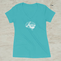 Brain Mountain Nature Outdoor Graphic Screen Print V-Neck T-Shirt
