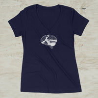 Brain Mountain Nature Outdoor Graphic Screen Print V-Neck T-Shirt