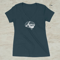 Brain Mountain Nature Outdoor Graphic Screen Print V-Neck T-Shirt