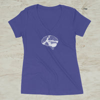 Brain Mountain Nature Outdoor Graphic Screen Print V-Neck T-Shirt