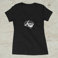 Brain Mountain Nature Outdoor Graphic Screen Print V-Neck T-Shirt