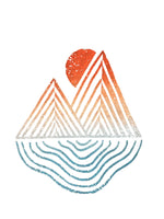 Mountain Lake Sunset Geometric Screen Print Sweatshirt