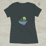 Geometric Mountain Nature Outdoor Graphic Screen Print V-Neck T-Shirt