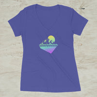 Geometric Mountain Nature Outdoor Graphic Screen Print V-Neck T-Shirt