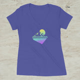 Geometric Mountain Nature Outdoor Graphic Screen Print V-Neck T-Shirt