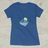 Geometric Mountain Nature Outdoor Graphic Screen Print V-Neck T-Shirt