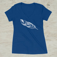 Feather Quill Mountain Nature V-Neck T-Shirt for Women