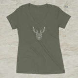 Beer Bear Deer Screen Print Graphic V-Neck T-Shirt