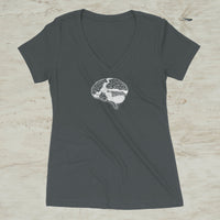 Brain Mountain Nature Outdoor Graphic Screen Print V-Neck T-Shirt