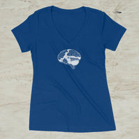 Brain Mountain Nature Outdoor Graphic Screen Print V-Neck T-Shirt