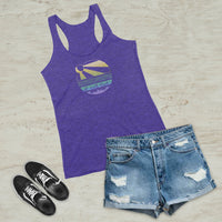 Sun Rays Mountain Forest Geometric Graphic TriBlend Tank