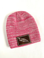 Feather 8" Marled Knit Beanie With Leatherette Patch