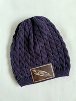 Feather Quill Mountain 8" Marled Knit Beanie With Leatherette Patch