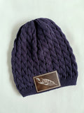 Feather Quill Mountain 8" Marled Knit Beanie With Leatherette Patch
