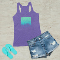 Northern Lights Mountain Tree Silhouette Graphic Screen Print Tri-Blend Tank