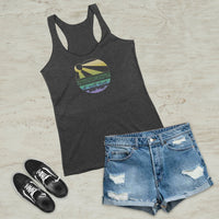Sun Rays Mountain Forest Geometric Graphic TriBlend Tank